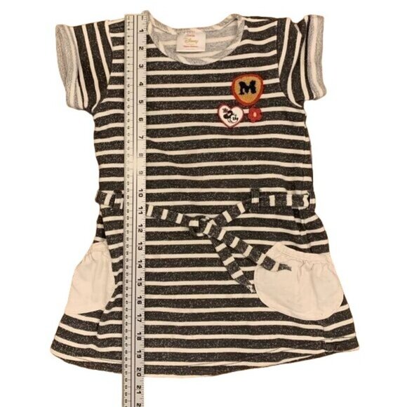 Hanna Andersson Minnie Mouse Dress: Black & White Striped Top Drawstring Waist 4 - Picture 3 of 8